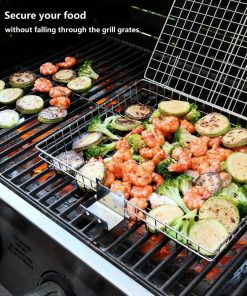 Grill Basket AIZOAM Grill Basket Stainless Steel BBQ Grilling Basket Large Folding Grill Basket with Removable Handle. Grill Baskets for Outdoor Grill - 5