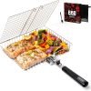 Grill Basket, Barbecue BBQ Grilling Basket , Stainless Steel Large Folding Grilling baskets With Handle, Portable Outdoor Camping BBQ Rack for Barbeque Griller Cooking Accessories - 1