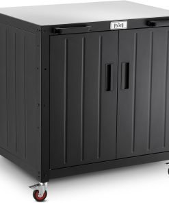 Grill Table, Outdoor Bar Cart Grill Cart with Storage Cabinet,Modular Outdoor Kitchen Island, Outdoor Grill Station with 304 Stainless Steel Top,Pizza Oven Table for Lawn & Garden - 1