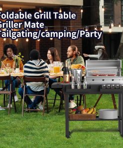 Grill Table Outdoor Grill Table with Wheels Suitable for Outdoor Family Gatherings Bars Camping 33L x 29 Quick Folding Grill Cart Black - 2
