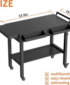 Grill Table Outdoor Grill Table with Wheels Suitable for Outdoor Family Gatherings Bars Camping 33L x 29 Quick Folding Grill Cart Black - 4
