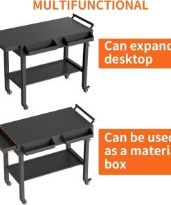 Grill Table Outdoor Grill Table with Wheels Suitable for Outdoor Family Gatherings Bars Camping 33L x 29 Quick Folding Grill Cart Black - 5
