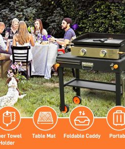 Grill Table for Blackstone Griddle, Portable Griddle Table with Caddy - Fit 17 or 22 Other Tabletop Grill, Foldable Ninja Grill Stand& Blackstone Griddle Stand for Outdoor Tailgating-Camping - 2