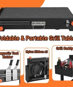 Grill Table for Blackstone Griddle, Portable Griddle Table with Caddy - Fit 17 or 22 Other Tabletop Grill, Foldable Ninja Grill Stand& Blackstone Griddle Stand for Outdoor Tailgating-Camping - 3