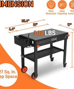 Grill Table for Blackstone Griddle, Portable Griddle Table with Caddy - Fit 17 or 22 Other Tabletop Grill, Foldable Ninja Grill Stand& Blackstone Griddle Stand for Outdoor Tailgating-Camping - 4