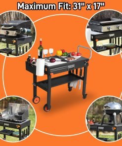 Grill Table for Blackstone Griddle, Portable Griddle Table with Caddy - Fit 17 or 22 Other Tabletop Grill, Foldable Ninja Grill Stand& Blackstone Griddle Stand for Outdoor Tailgating-Camping - 5