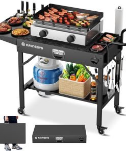 Outdoor Grill Table, Blackstone Griddle Stand, 440lbs Folding Grill Cart, Pizza Oven Table Stand for Onni,Food Prep Table with Wheels for Outdoor BBQ Camp Ninja Woodfire Grill Stand - 1