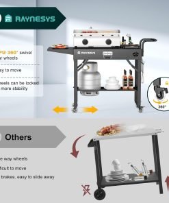 Outdoor Grill Table, Blackstone Griddle Stand, 440lbs Folding Grill Cart, Pizza Oven Table Stand for Onni,Food Prep Table with Wheels for Outdoor BBQ Camp Ninja Woodfire Grill Stand - 4