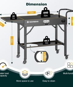 Outdoor Grill Table, Blackstone Griddle Stand, 440lbs Folding Grill Cart, Pizza Oven Table Stand for Onni,Food Prep Table with Wheels for Outdoor BBQ Camp Ninja Woodfire Grill Stand - 7