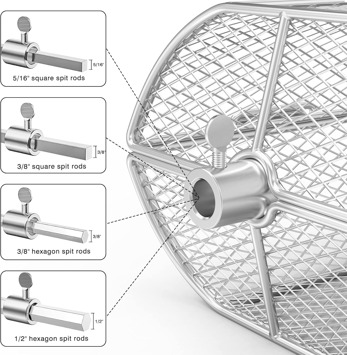 onlyfire Universal Stainless Steel Rotisserie Grill French Fries Basket Fits for Any Gas Grill - 3