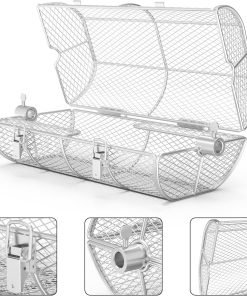 onlyfire Universal Stainless Steel Rotisserie Grill French Fries Basket Fits for Any Gas Grill - 4