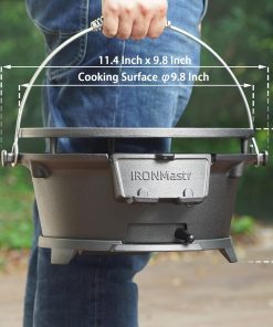 IronMaster Hibachi Grill Outdoor, 100% Cast Iron Grill, Mini Small Portable Charcoal Grill for Outdoor Camping Stove - 2 Heights, Air Control, Coal Door - 2