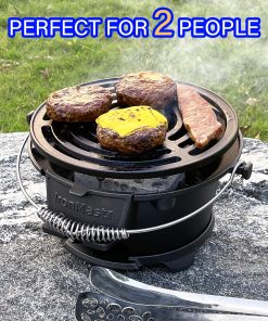 IronMaster Hibachi Grill Outdoor, 100% Cast Iron Grill, Mini Small Portable Charcoal Grill for Outdoor Camping Stove - 2 Heights, Air Control, Coal Door - 3