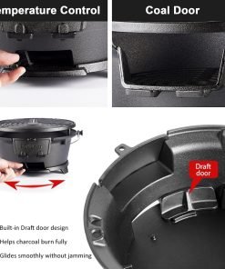 IronMaster Hibachi Grill Outdoor, 100% Cast Iron Grill, Mini Small Portable Charcoal Grill for Outdoor Camping Stove - 2 Heights, Air Control, Coal Door - 4