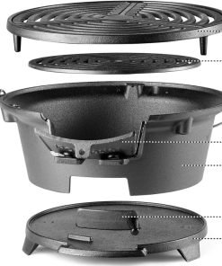IronMaster Hibachi Grill Outdoor, 100% Cast Iron Grill, Mini Small Portable Charcoal Grill for Outdoor Camping Stove - 2 Heights, Air Control, Coal Door - 5