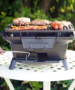 IronMaster Hibachi Grill Outdoor, Small Portable Charcoal Grill, 100% Pre-Seasoned Cast Iron, Japanese Yakitori Camping Grill - 2 Heights, Air Control, Coal Door - 3