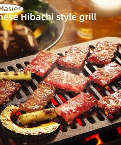 IronMaster Hibachi Grill Outdoor, Small Portable Charcoal Grill, 100% Pre-Seasoned Cast Iron, Japanese Yakitori Camping Grill - 2 Heights, Air Control, Coal Door - 5