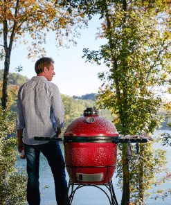 Kamado Joe® Classic Joe™ I Premium 18-inch Ceramic Charcoal Grill and Smoker in Red with Cart, Side Shelves, Grill Gripper, and Ash Tool. 250 Cooking Square Inches, 2 Tier Cooking System - 2