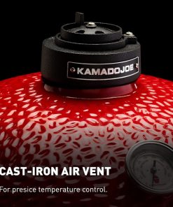 Kamado Joe® Classic Joe™ I Premium 18-inch Ceramic Charcoal Grill and Smoker in Red with Cart, Side Shelves, Grill Gripper, and Ash Tool. 250 Cooking Square Inches, 2 Tier Cooking System - 4