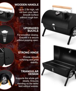 Joyfair Portable Charcoal Grill with Thermometer, Small Tabletop Barbecue Grill for Outdoor Camping Backyard Party BBQ Cooking, Extra Thick Steel & Heavy Duty, Innovative Design & Easy Assembly - 3