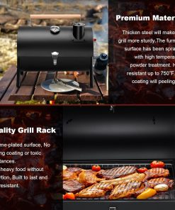Joyfair Portable Charcoal Grill with Thermometer, Small Tabletop Barbecue Grill for Outdoor Camping Backyard Party BBQ Cooking, Extra Thick Steel & Heavy Duty, Innovative Design & Easy Assembly - 4