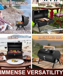 Joyfair Portable Charcoal Grill with Thermometer, Small Tabletop Barbecue Grill for Outdoor Camping Backyard Party BBQ Cooking, Extra Thick Steel & Heavy Duty, Innovative Design & Easy Assembly - 5