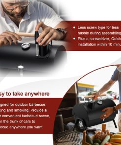 Joyfair Portable Charcoal Grill with Thermometer, Small Tabletop Barbecue Grill for Outdoor Camping Backyard Party BBQ Cooking, Extra Thick Steel & Heavy Duty, Innovative Design & Easy Assembly - 6