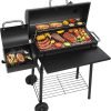 Realcook Charcoal Grills with Offest Smokers- Spacious Barrel Charcoal BBQ Grill - Barbecue Smoker Grill Combo for Outdoor Backyard Patio Camping Picnic and Party - 1