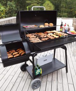 Royal Gourmet CC2036F Barrel Charcoal Grill with Offset Smoker, Outdoor BBQ Grill with 1200 Sq. In. Grilling Area for Large Event Gathering, Black - 2