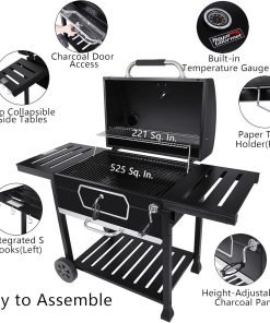 Royal Gourmet CD2030AN 30-Inch Charcoal Grill, Deluxe BBQ Smoker Picnic Camping Patio Backyard Cooking, Black, Large - 5