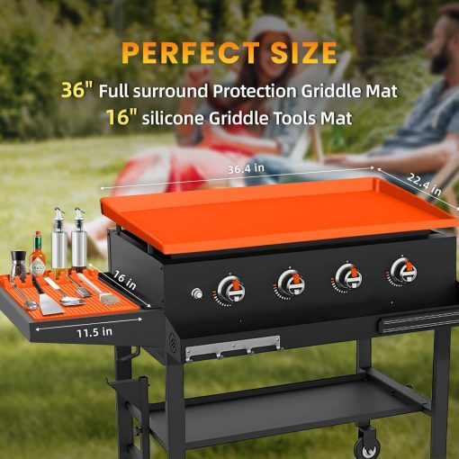 36 Blackstone Silicone Griddle Cover and 16 Blackstone Griddle Accessories - Comprehensive Protection - Thick & Durable - Reusable & Premium Food-Grade Silicone Grill Mat - 5