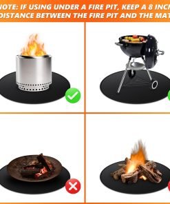 36'' Fire Pit Mat for Solo Stove Bonfire, Double-Sided Fireproof Under Grill Mat Deck Patio Protector Pad, Round BBQ Mat for Solo Stove Accessories, Easy to Clean, Reusable - 7