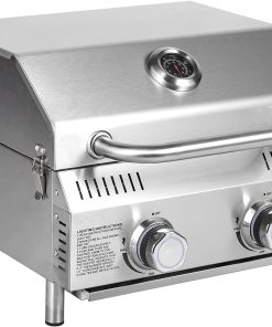 Bestfire Tabletop Gas Grill 2 Burners, 20,000 BTUs Stainless Steel Portable Propane Grill with Legs for Outdoor Patio Backyard Camping, Tailgating, and RV Trips - 1