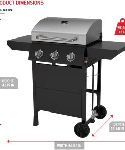 Nexgrill 3-Burner Propane Gas Grill with Side Tables, 27,000BTUs, Stainless Steel Lid, Spacious 429 SQ. In. Cooking Space, BBQ Grill for Outdoor Cooking, Patios, Parties, and More - 720-1012 - 7