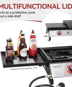 Royal Gourmet PD1305H 3 Burner Propane Gas Grill and Griddle Combo with Lid, 3-in-1 Grill Griddle Combo with 29,000 BTUs Output for Outdoor Cooking, 364 Sq. In. Cooking Area, Silver & Black - 5