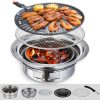 Puraville Charcoal Barbecue Grill, 13.7 Inches Non-Stick Korean BBQ Grill, Portable Stainless Steel Charcoal Stove for Home Party Outdoor Camping - 1