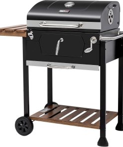 Royal Gourmet CD1824M 24-Inch Charcoal Grill, BBQ Smoker with Handle and Folding Table, Perfect for Outdoor Patio, Garden and Backyard Grilling, Black, Medium - 1