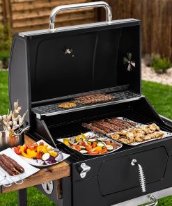 Royal Gourmet CD1824M 24-Inch Charcoal Grill, BBQ Smoker with Handle and Folding Table, Perfect for Outdoor Patio, Garden and Backyard Grilling, Black, Medium - 11