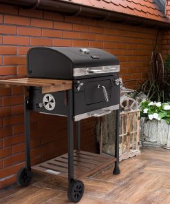 Royal Gourmet CD1824M 24-Inch Charcoal Grill, BBQ Smoker with Handle and Folding Table, Perfect for Outdoor Patio, Garden and Backyard Grilling, Black, Medium - 2