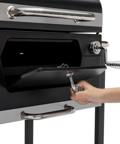 Royal Gourmet CD1824M 24-Inch Charcoal Grill, BBQ Smoker with Handle and Folding Table, Perfect for Outdoor Patio, Garden and Backyard Grilling, Black, Medium - 6