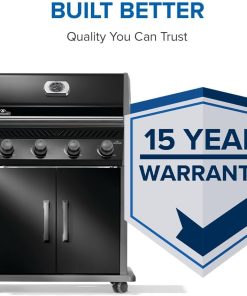 Napoleon Rogue 525 Natural Gas Grill, Black, Stainless Steel Grids, Durable 4-Burner BBQ - 6