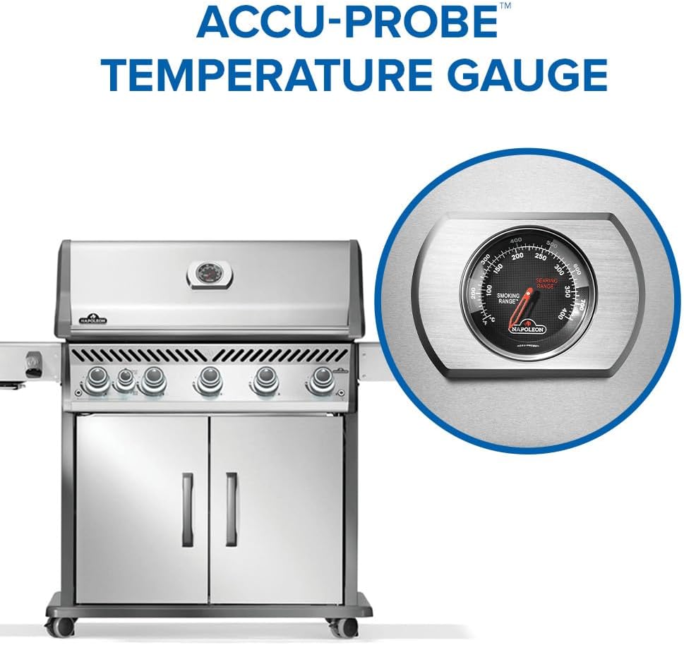 Napoleon Rogue PRO 625 Natural Gas Grill with Infrared Side Burner, Stainless Steel, Durable 6-Burner BBQ - 7