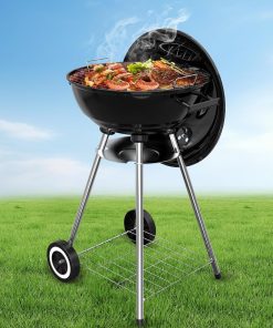 18 Inch Portable Charcoal Grill, Heavy Duty Kettle BBQ Smoker with Built-in Thermometer & Removable Water-Rinsable Ash Catcher for Outdoor Camping, Patio, Backyard, and Tailgating - 2
