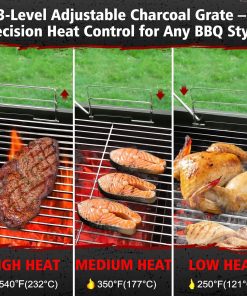Barrel Barbecue Charcoal Grill- Premium Spacious Outdoor BBQ Grill with Side Table - Ideal for Patio Cooking Backyard Grilling Camping Picnics Tailgating Parties - 8