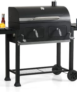 Captiva Designs Extra Large Charcoal BBQ Grill with Oversize Cooking Area(794 SQIN), Outdoor Cooking Grill with 2 Individual Lifting Charcoal Trays and 2 Foldable Side Tables - 1