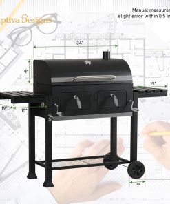 Captiva Designs Extra Large Charcoal BBQ Grill with Oversize Cooking Area(794 SQIN), Outdoor Cooking Grill with 2 Individual Lifting Charcoal Trays and 2 Foldable Side Tables - 6