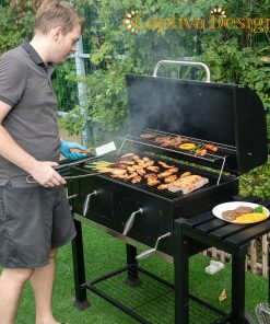 Captiva Designs Extra Large Charcoal BBQ Grill with Oversize Cooking Area(794 SQIN), Outdoor Cooking Grill with 2 Individual Lifting Charcoal Trays and 2 Foldable Side Tables - 8