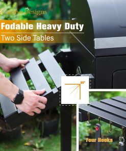Captiva Designs Extra Large Charcoal BBQ Grill with Oversize Cooking Area(794 SQIN), Outdoor Cooking Grill with 2 Individual Lifting Charcoal Trays and 2 Foldable Side Tables - 9