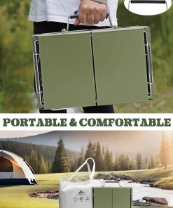 Charmline 14x9 inches Small Portable Charcoal Grill, Christmas Gift for Outdoor Enthusias, Tabletop Charcoal Grills for Camping, Picnics, Gardens and Beach Parties, Green - 4