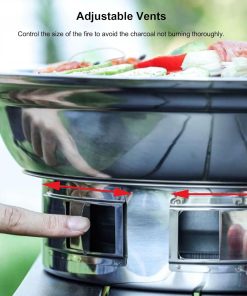 Korean BBQ Grill Charcoal, Small Charcoal Grill 13.7 Inches Portable Grill Stainless Steel Barbecue Grill Tabletop kbbq grill Outdoor Indoor Camping - 3
